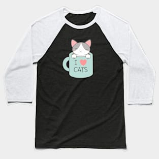 Kawaii I love cats kitten t-shirt Baseball T-Shirt